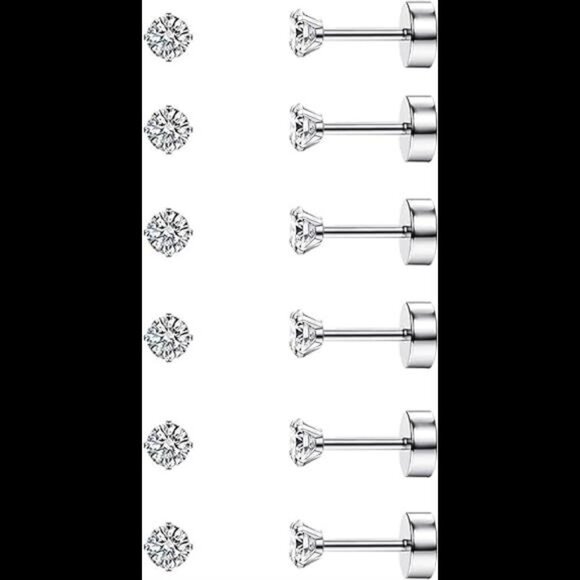 20G Cartilage Earring Stud for WomenMen 316L Surgical Steel FlatBack EarringsSet - Picture 7 of 7